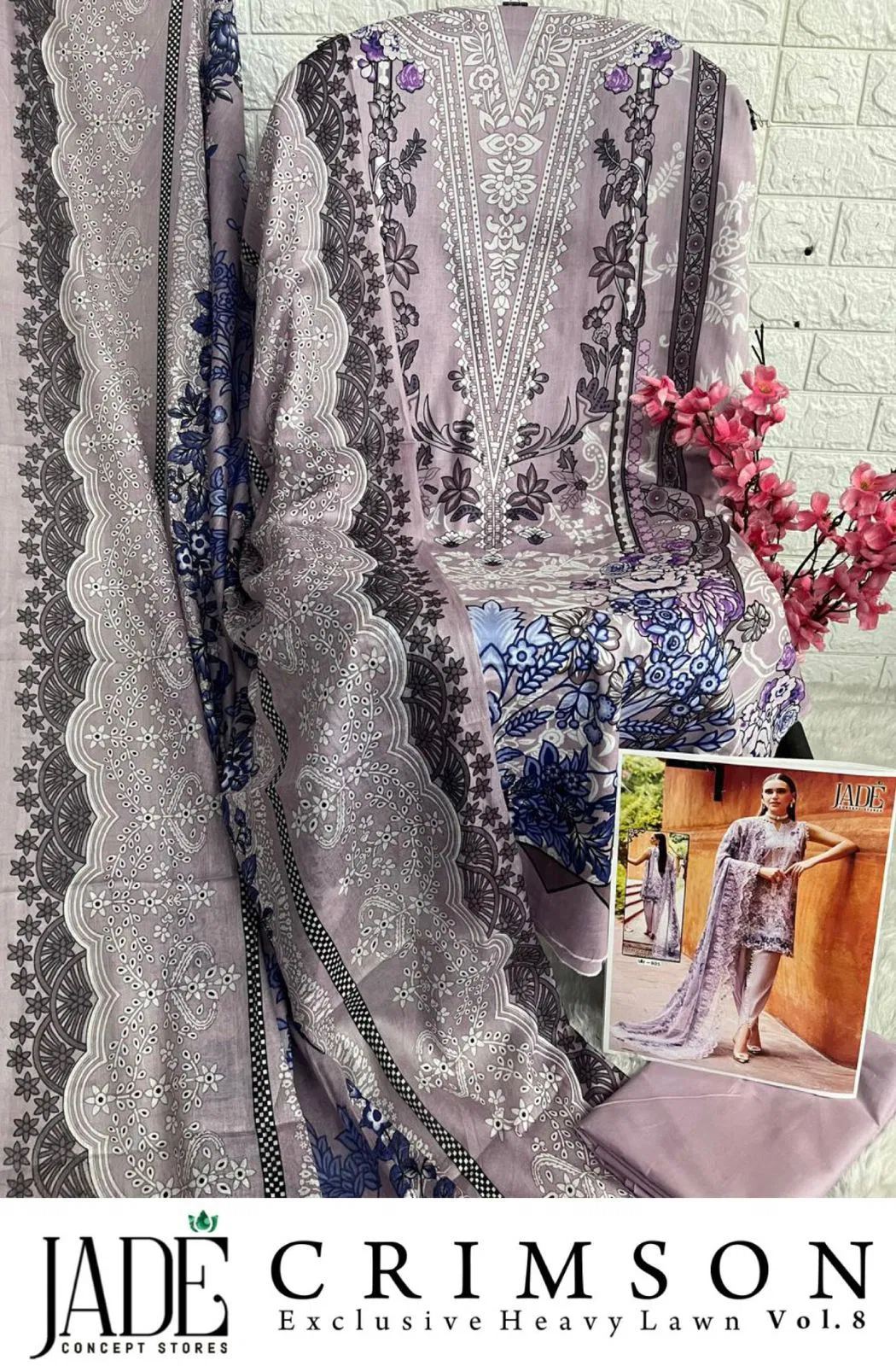 Jade Crimson Vol 8 Exclusive Lawn Pakistani Dress Material Orders In India